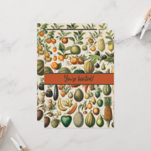 Fruit Vegetable Botanical Scientific Illustration Invitation