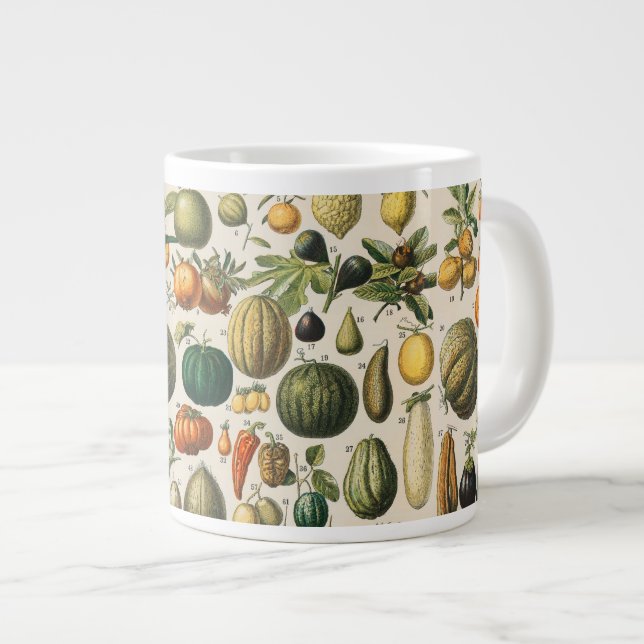 Fruit Vegetable Botanical Scientific Illustration Large Coffee Mug (Front Right)