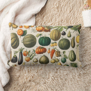 Fruit Vegetable Botanical Scientific Illustration Lumbar Cushion