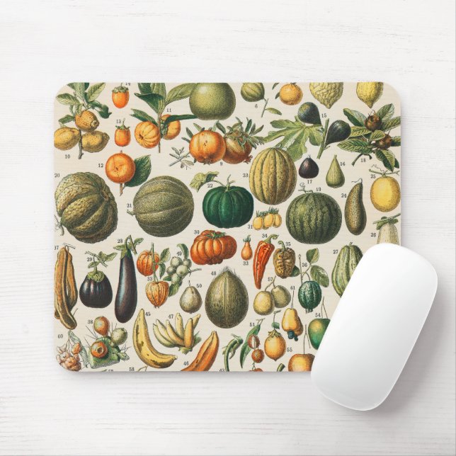 Fruit Vegetable Botanical Scientific Illustration Mouse Mat (With Mouse)