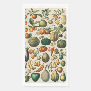 Fruit Vegetable Botanical Scientific Illustration Napkin