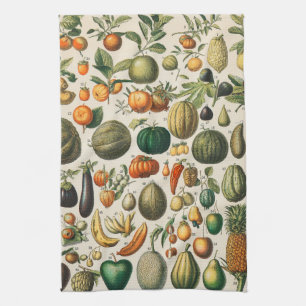 Fruit Vegetable Botanical Scientific Illustration Tea Towel