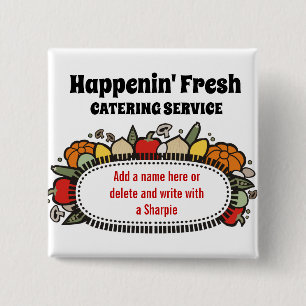 fruit vegetable cooking class catering name badge