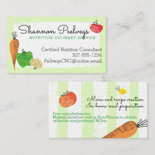 Fruit vegetable organic healthy chef nutritionist  business card