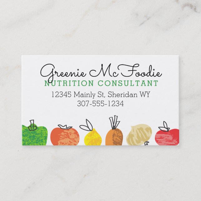 Fruit vegetable organic healthy chef nutritionist business card (Front)