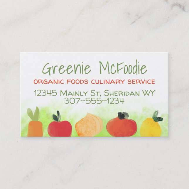 Fruit vegetable organic healthy food chef catering business card (Front)
