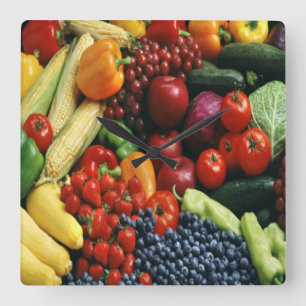 FRUIT & VEGETABLE SQUARE WALL CLOCK