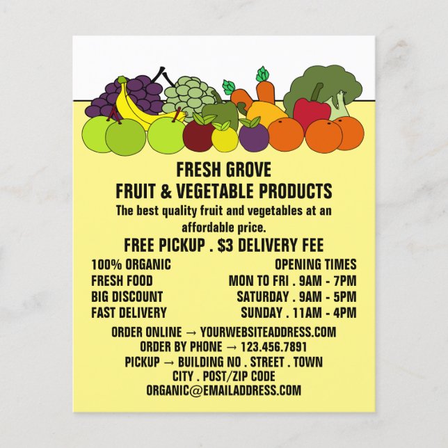 Fruit & Vegetables, Greengrocers Advertising Flyer (Front)