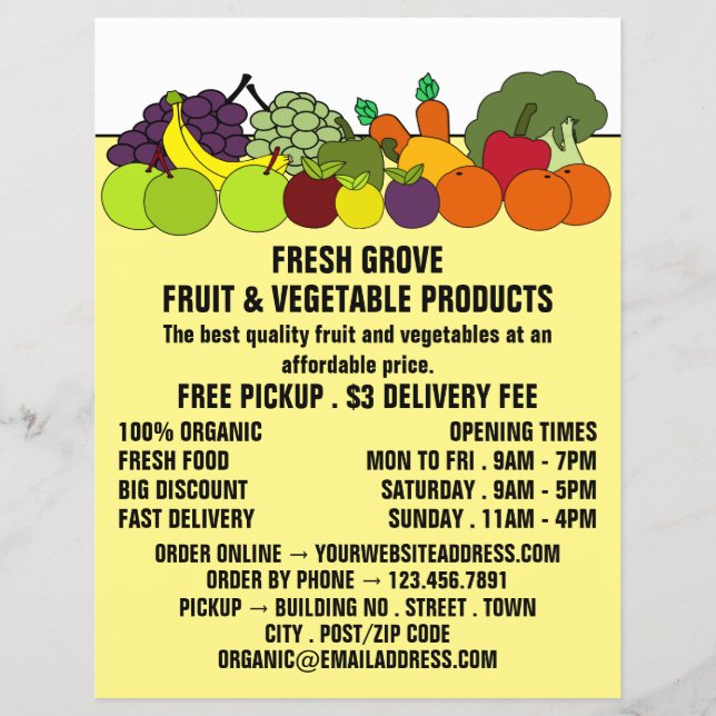 Fruit & Vegetables, Greengrocers Advertising Flyer (Front)