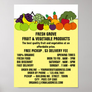 Fruit & Vegetables, Greengrocers Advertising Poster