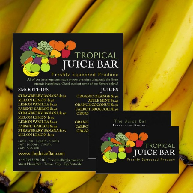 Fruit & Vegetables, Juice Bar Business Card (Creator Uploaded)