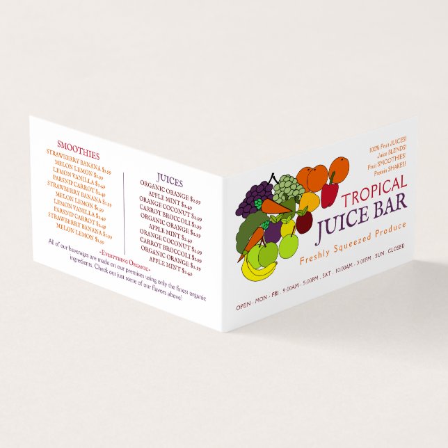 Fruit & Vegetables, Juice Bar, Detailed Business Card (Outside)