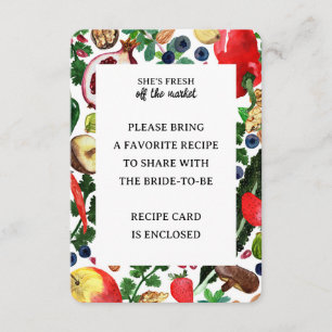 Fruit Veggie Watercolor FRESH OFF MARKET Recipe  Enclosure Card