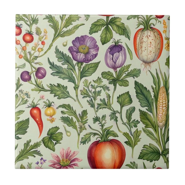 Fruit, Veggies, Flowers Seamless Tile (Front)