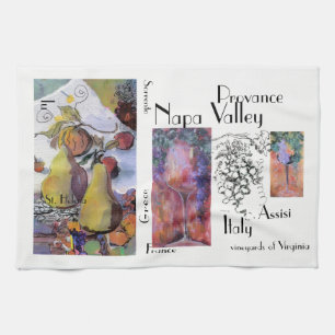 "Fruit with Glasses of Wine" Tea Towel