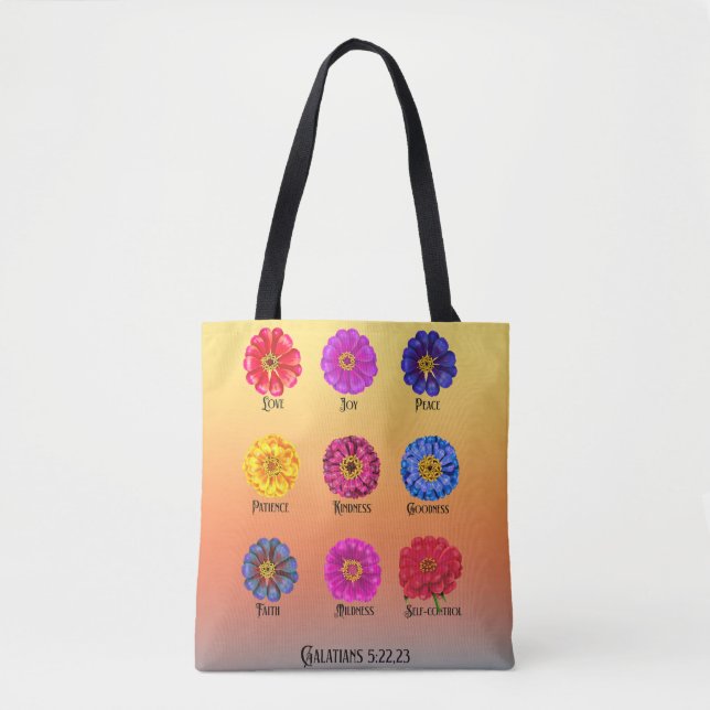 Fruitage of the spirit With Zinnias  Tote Bag (Front)