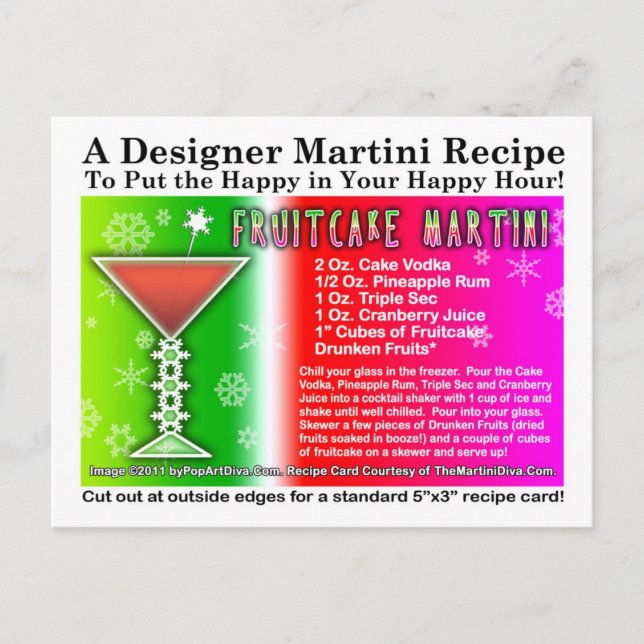 Fruitcake Christmas Martini Recipe Postcard (Front)