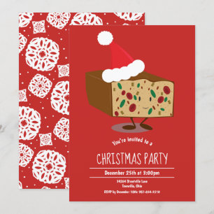 Fruitcake Santa Hat Party Christmas Invitation