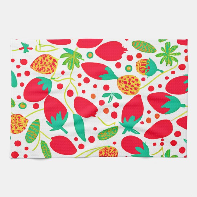 Fruitful Palette Vivid Pattern Tea Towel (Horizontal)