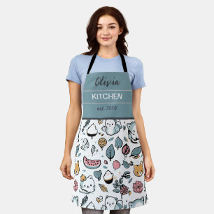 Fruits and cats apron