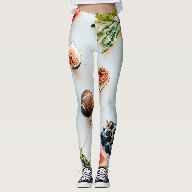 Fruits and dry foods and leaves pattern  leggings (Front)