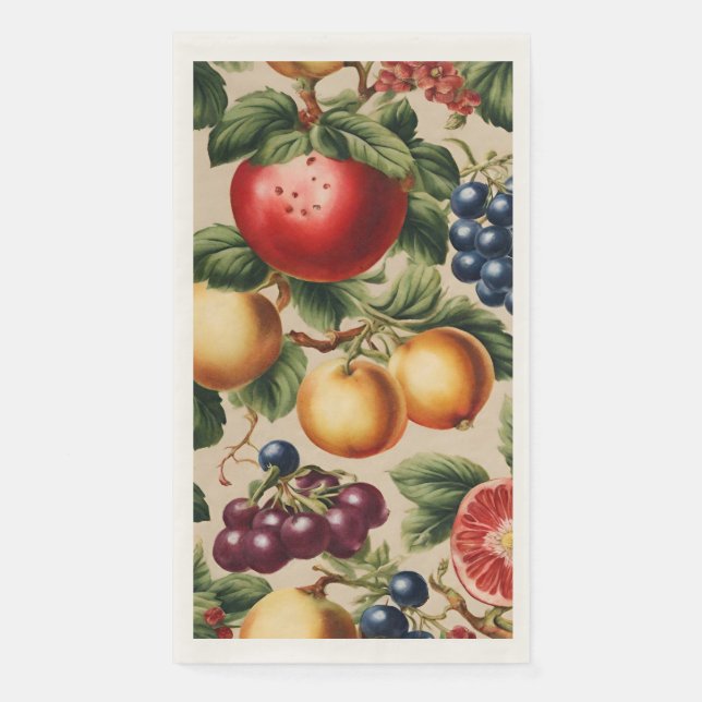 Fruits and Flowers from Luxury Italian Garden Napkin (Front)