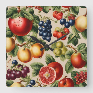 Fruits and Flowers from Luxury Italian Garden Square Wall Clock