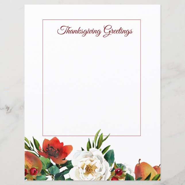 Fruits and Flowers Thanksgiving Stationery (Front)