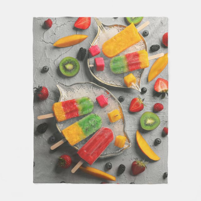 Fruits And Vegetables Fleece Blanket (Front)