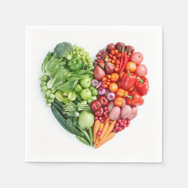 Fruits and Vegetables Heart Napkin (Front)