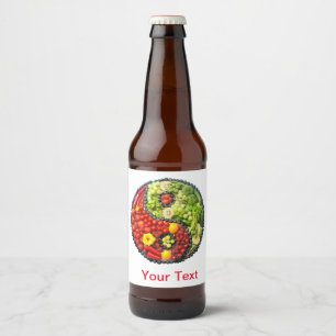 Fruits and Vegetables Love yin yang symbol Beer Bottle Label