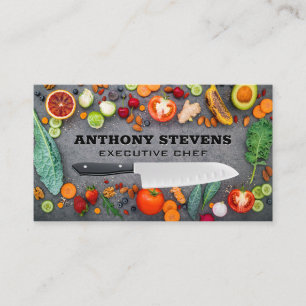 Fruits and Vegetables on Table   Chef Knife Business Card