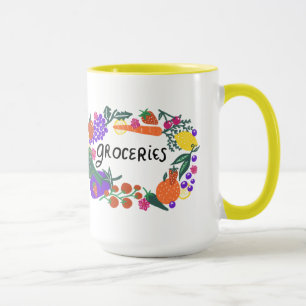 Fruits and Veggies Groceries Illustration Mug