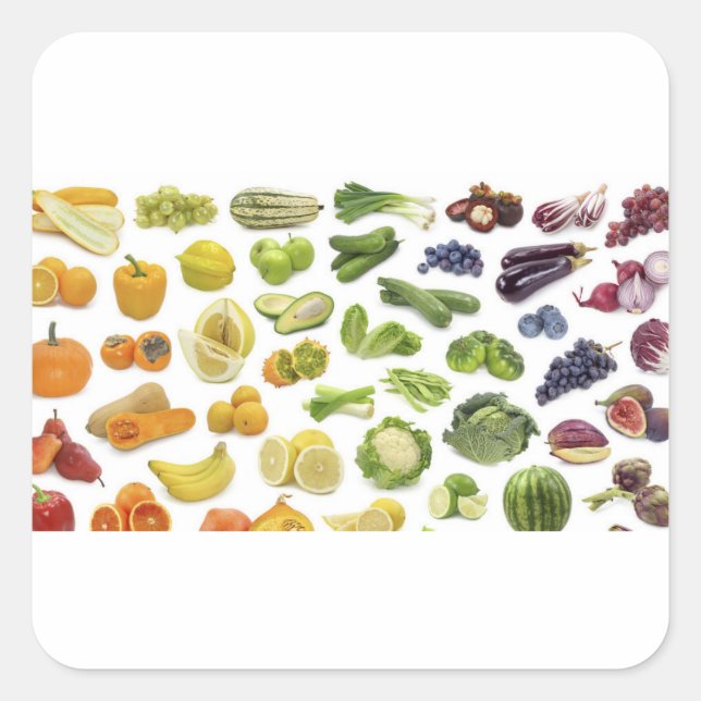 Fruits and Veggies! Square Sticker (Front)