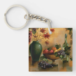 Fruits and Wine with Autumn Hues Key Ring