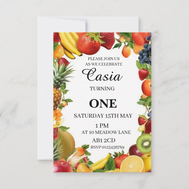 Fruits Birthday Invitation Personalized Card (Front)