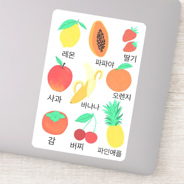 Fruits Flash Cards Korean Fruity Fun Food Art  (Detail)