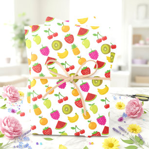 Fruits Food Pattern Colourful Strawberry Watermelo Wrapping Paper Sheet