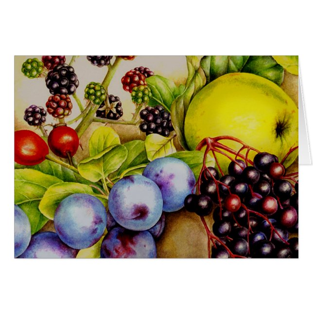 Fruits from the Hedgerow fine art everyday card (Front Horizontal)