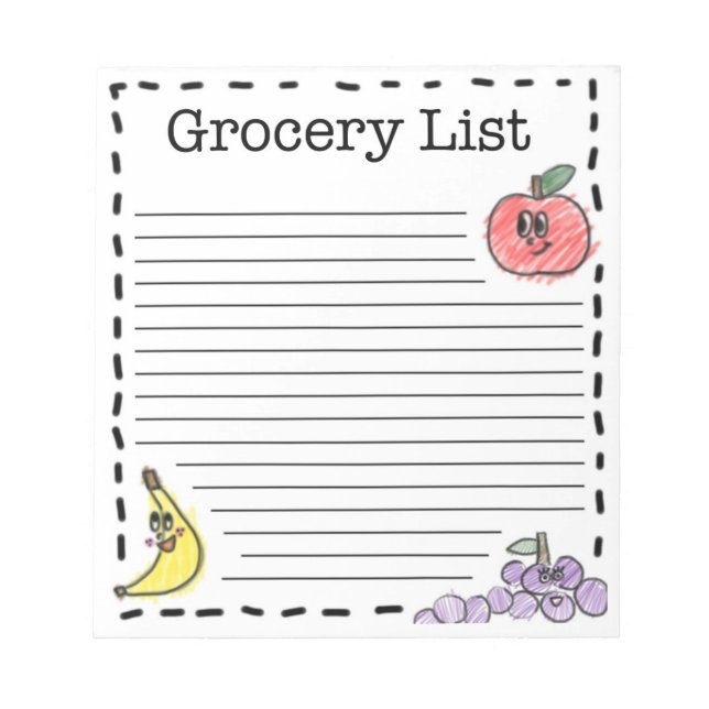 Fruits Grocery List Notepad (Front)