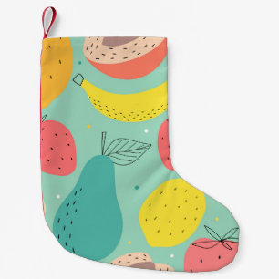 Fruits hand-drawn, decorative seamless pattern. small christmas stocking