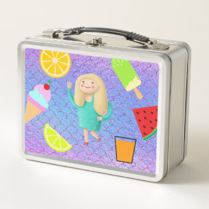 Fruits Ice Cream Juice Girly Metal Lunch Box