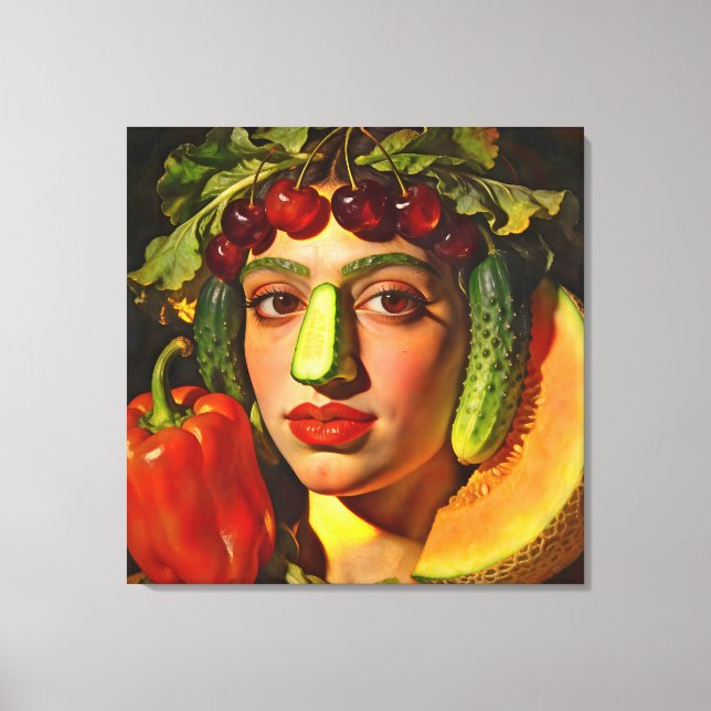 Fruits of Expression – A Surreal Portrait Canvas Print (Front)