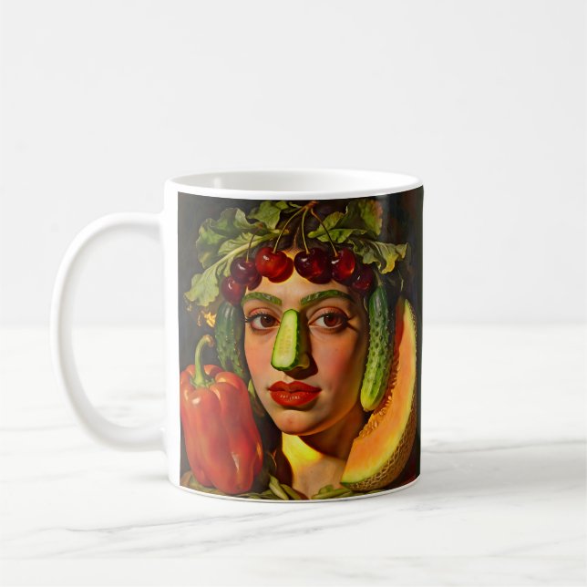 Fruits of Expression – A Surreal Portrait Coffee Mug (Left)