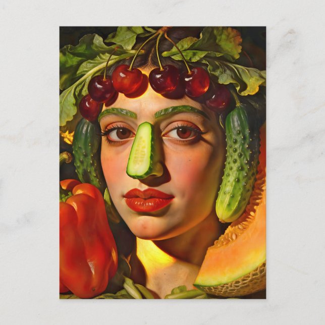 Fruits of Expression – A Surreal Portrait Postcard (Front)