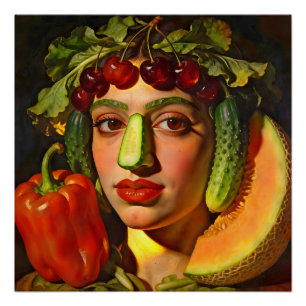 Fruits of Expression – A Surreal Portrait Poster