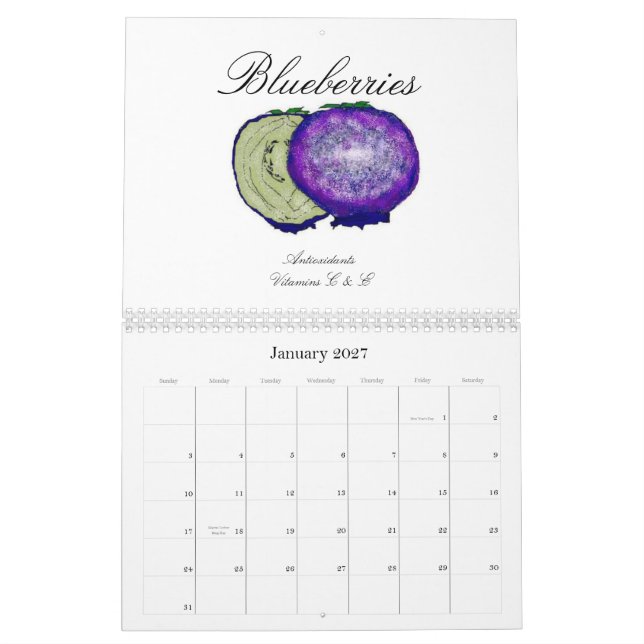 Fruits of Health (healthy tips included) Calendar (Jan 2027)