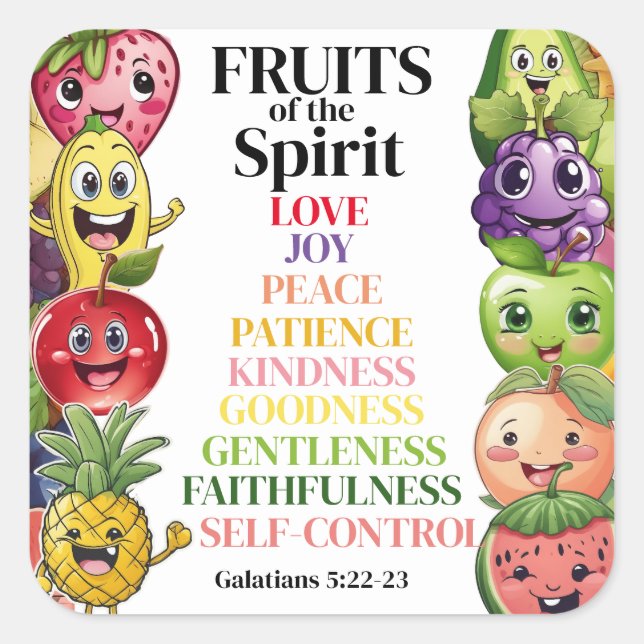 Fruits of The Spirit Square Sticker (Front)