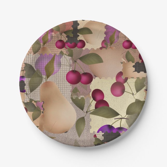 Fruits, patchwork paper plate (Front)