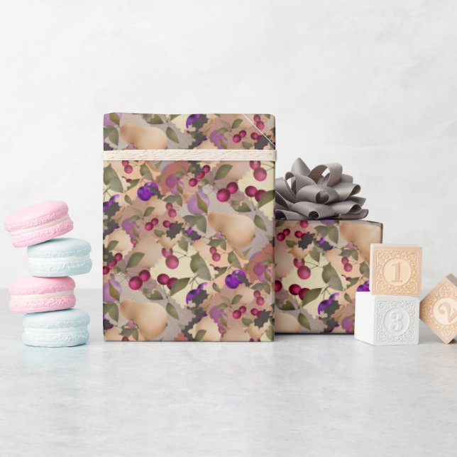 Fruits, patchwork  wrapping paper (Baby Shower)